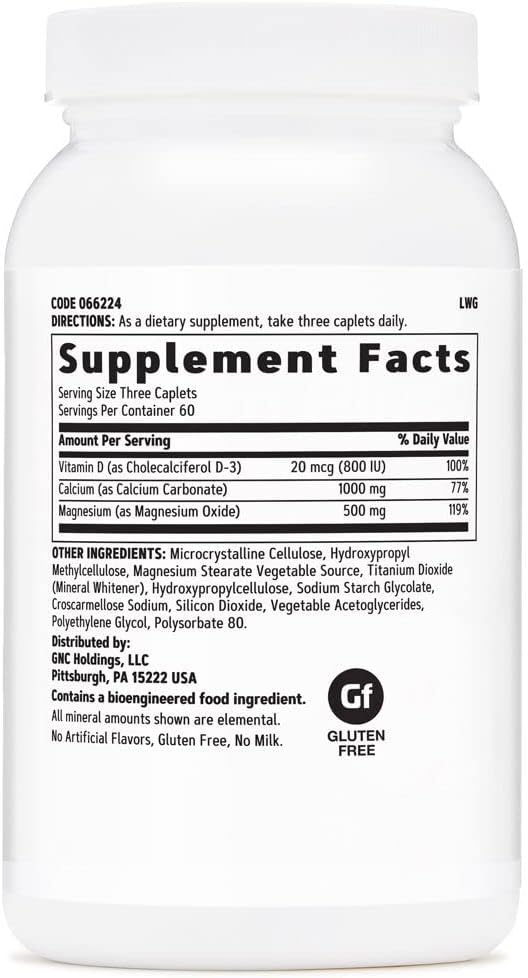 GNC Calcium Plus Magnesium & Vitamin D-3 1000mg | Essential for Building Strong Bones | 180 Count