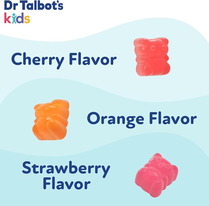 Dr. Talbot's Kids Multi-Vitamin Gummies - Vitamin A, C, B-12, Zinc Immunity and Growth Support for Children - 60 Gummies - 2+ Years - Strawberry, Cherry, and Orange Flavors