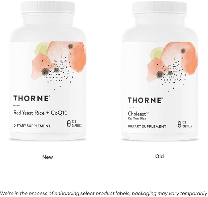 THORNE Red Yeast Rice + CoQ10 - Maintain Healthy Cholesterol Levels and Supports Cardiovascular Health* - Gluten-Free, Dairy-Free - 120 Capsules