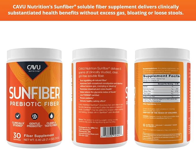 Sunfiber, Gentle Prebiotic Fiber Supplement | Promotes Comfortable Digestion & Regularity* | Intestinal & Colon Health* (30 Servings)