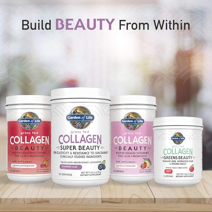 Garden of Life Grass Fed Collagen Super Beauty Powder - Blueberry Acai, 20 Servings, Collagen Powder for Women Skin Hair Nails Joints, Collagen Peptides Powder, Collagen Protein, Collagen Supplements