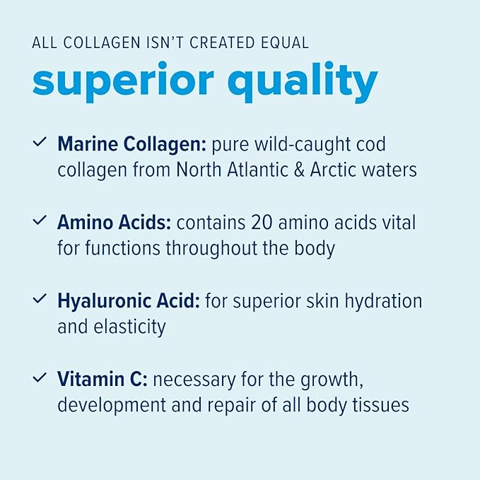 Just Bjorn Marine Collagen Peptides Powder On-The-Go Stick Packs - Collagen Powder for Women & Men - Skin, Hair, Nail & Joint Support - Hyaluronic Acid, Vitamin C, Amino Acids - Unflavored (10 Pack)