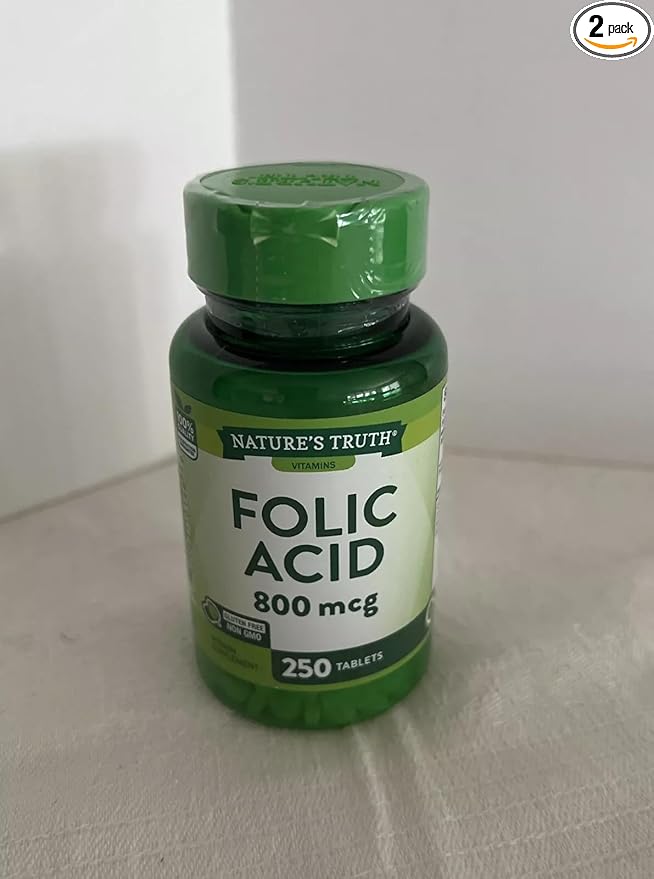 Nature's Truth Folic Acid | 800 mcg | 250 Tablets | Vegetarian, Non-GMO & Gluten Free Supplement | Pack of 2