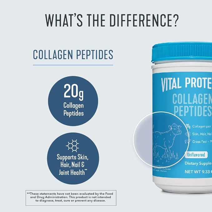 Vital Proteins Collagen Peptides Powder Unflavored 9.33 OZ+Marine Collagen