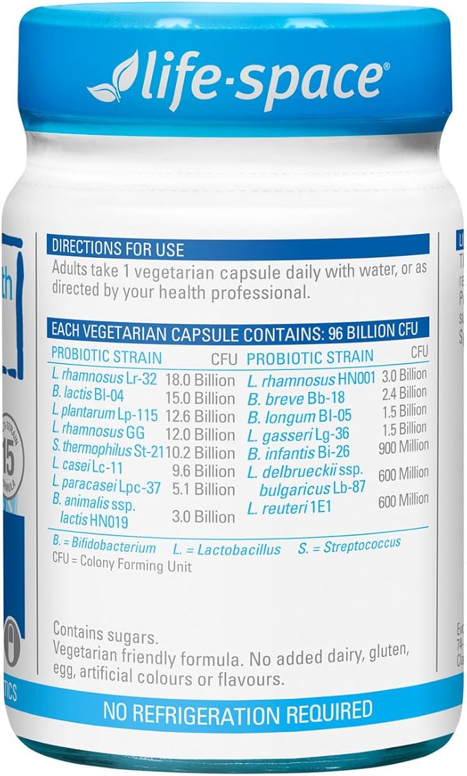 Life-Space Triple Strength Broad Spectrum Probiotic, 96 Billion CFU & 15 Diverse Strains, Advanced Formulated for Digestive Health & Immune Health, Probiotics for Women & Men - 30 Veg Capsules