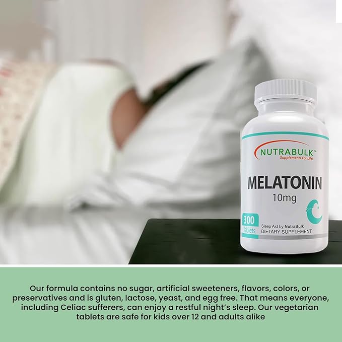 Melatonin 10 mg Tablets – Quick Release Natural Nighttime Sleep Aid for Adults. (300 Count)