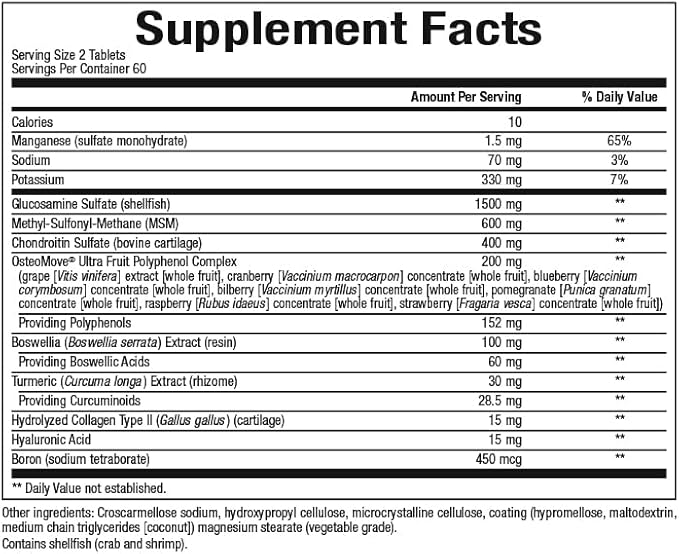 Natural Factors, OsteoMove Joint Care, Extra Strength Support for Joint and Bone Health, Non-GMO, 120 tablets (60 servings)