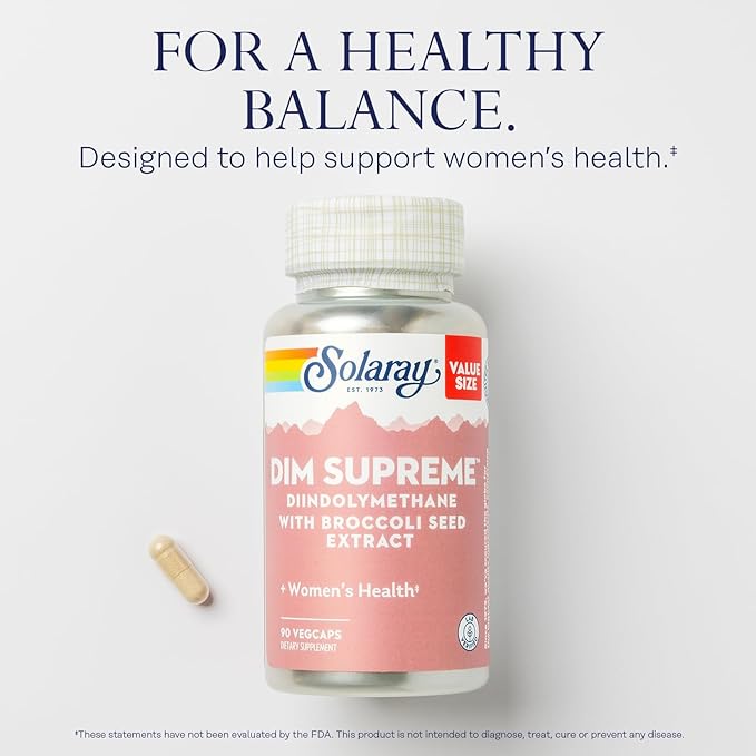 Solaray DIM Supreme 100mg | Menopause & Estrogen Metabolism Supplement with Broccoli Seed Extract | 90 VegCaps