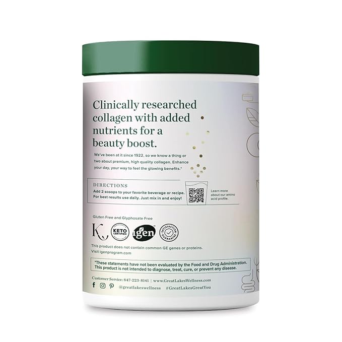 Great Lakes Wellness Beauty Boost Advanced Collagen Peptides Powder with Hyaluronic Acid, Biotin, Vitamin C - Skin Elasticity and Hydration - Raspberry Lemonade Flavor - Non-GMO, Keto, Kosher - 8 oz