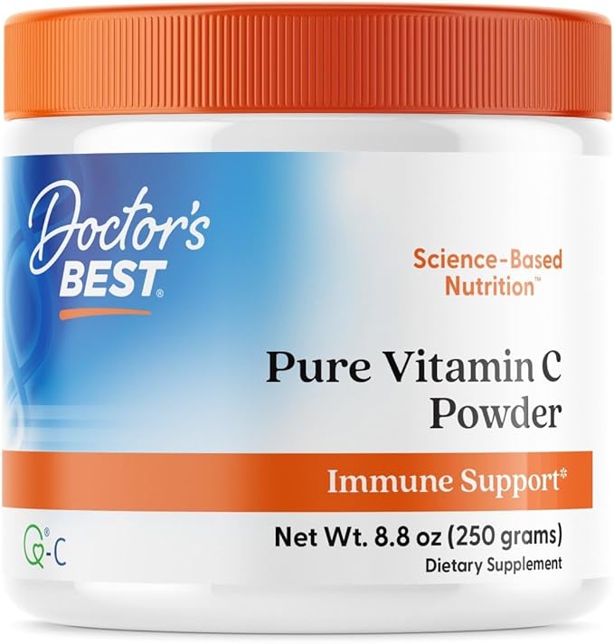 Doctor's Best Vitamin C Powder with Q-C, Healthy Immune System, Brain, Eyes, Heart and Circulation, Joints, Sourced from Scotland, 250G, 8.8 Ounce