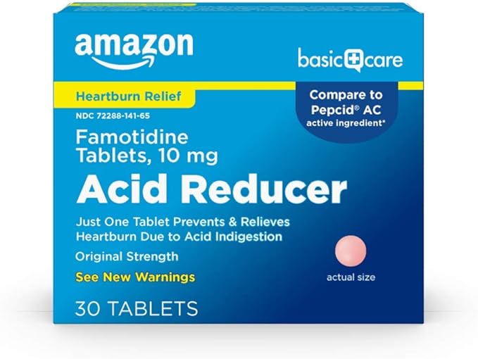 Amazon Basic Care Acid Reducer Famotidine Tablets 10 Mg, 30 Count