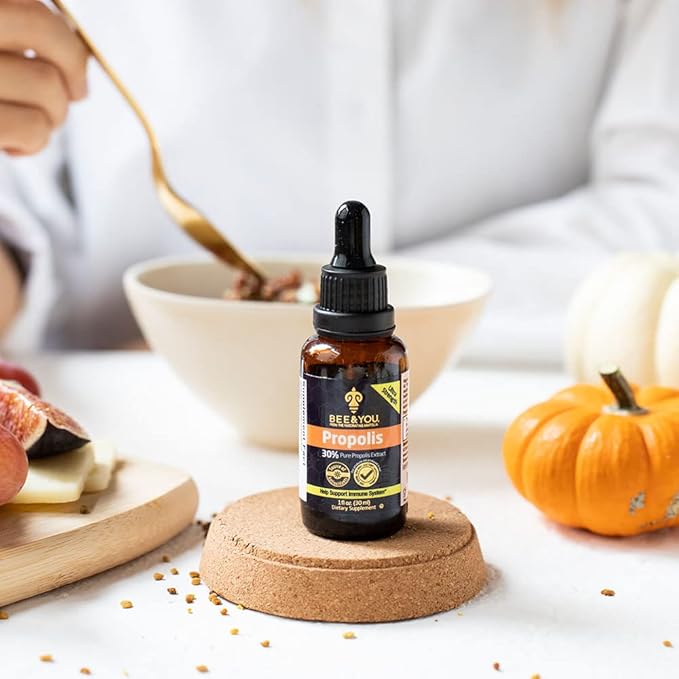 Bee and You Propolis Liquid Extract Drops, 30% Propolis, Ultra Pure, Immune Support Supplement, Sore Throat, Allergy Relief, Respiratory, Antioxidants, Keto, Paleo, Gluten-Free, 1 Fl Oz