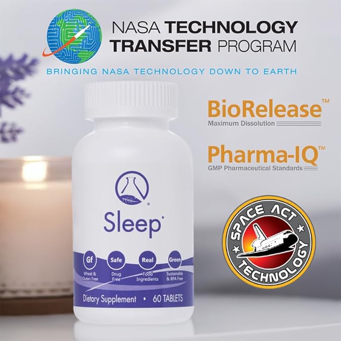Sleep - 60 Ct | Relax and Fall Asleep Naturally, Wake up Refreshed | NASA Codeveloped Sleep Aid with Valerian Root, Passionflower, Magnesium, Melatonin, Soothing Herbs for Overnight Recovery