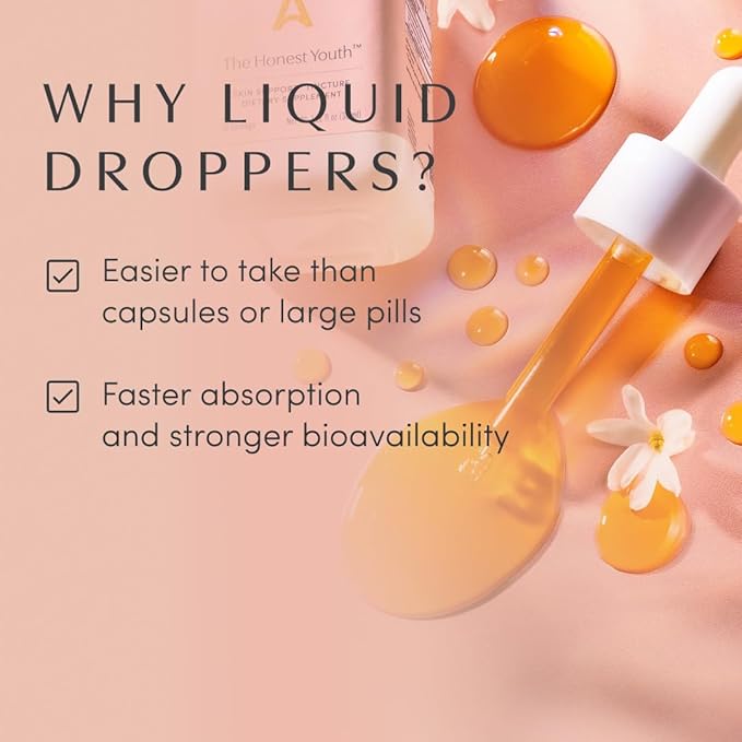 Apothékary The Honest Youth, Collagen Support Herbal Liquid Drops | 100% Herbal Skin Health, Sugar Free, Vegan, Liquid Collagen with Reishi and Tremella Mushroom - 30 Servings - 1.22 fl oz