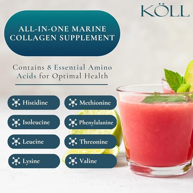 KÖLL Marine Collagen Peptides Powder, Unflavored & Sugar-Free | 10,000mg Hydrolyzed Collagen Supplements | Wild-Caught Sourced, Non-GMO & Zero Preservatives Type 1 Collagen for Bone & Skin Health