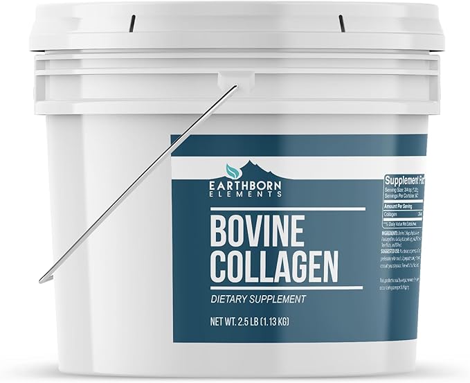 Earthborn Elements Bovine Collagen Peptides Powder 1 Gallon Bucket, Pure & Undiluted, Dietary Supplement