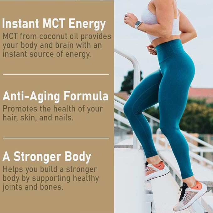 Peptide Protein Powder with Premium Columbian Coffee; Grass-Fed; Keto Friendly, MCT Coconut Oil Powder, Soy Free, Gluten Free, Sugar Free, 40mg Caffeine per Srving; 25 Servings; Original