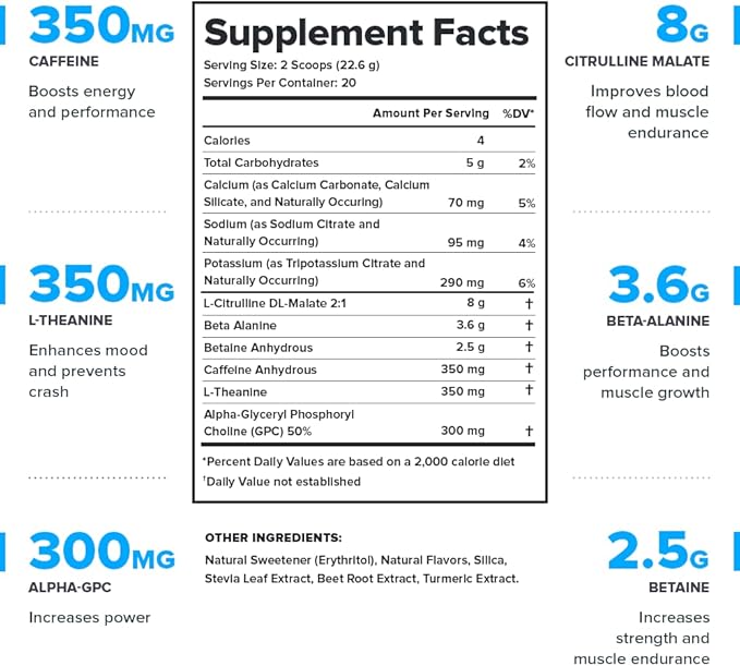 LEGION- All Natural Nitric Oxide Preworkout Drink to Boost Energy, Creatine Free, Naturally Sweetened, Beta Alanine, Citrulline, Alpha GPC (Watermelon)
