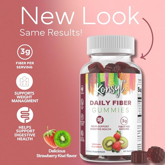 Konsyl Daily Fiber Gummies (60 Count, Strawberry-Kiwi)