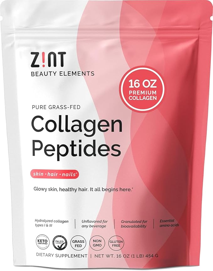 Zint Collagen Peptides Powder: Paleo & Keto Certified - Granulated Collagen Hydrolysate for Enhanced Absorption - Enzymatically Hydrolyzed Protein for Women & Men, 16 oz
