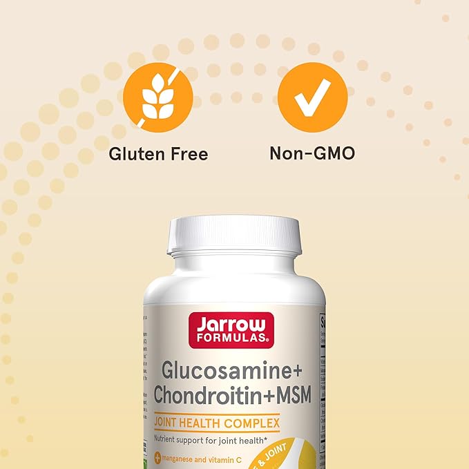 Jarrow Formulas Glucosamine + Chondroitin + MSM Capsules, Joint Support Supplement with Vitamin C and Manganese, 240 Capsules, 60 Day Supply