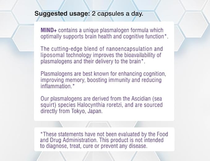 Mind+ Cognitive Enhancer Liposomal and Nanoencapsulated Plasmalogen
