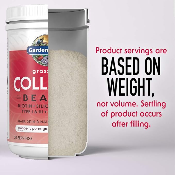 Garden of Life Grass Fed Collagen Beauty - Cranberry Pomegranate, 20 Servings, Collagen Powder for Women Men Hair Skin Nails, Collagen Peptides Powder, Collagen Protein Hydrolyzed Collagen Supplement