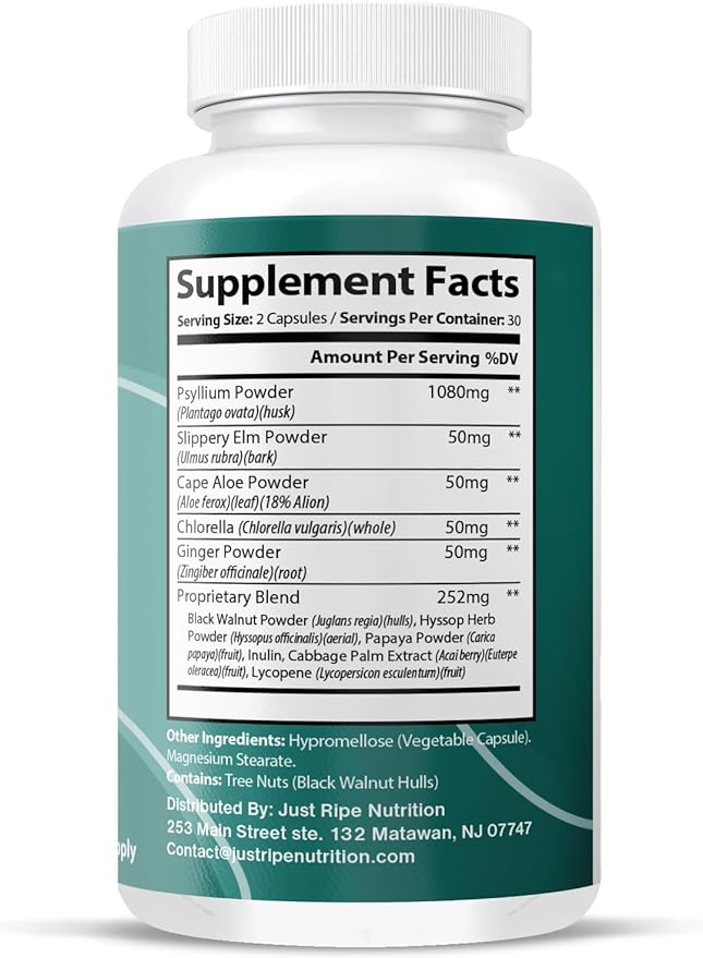 ColonBright Psyllium Husk Powder Colon Cleanser - Colon Cleanse for Constipation Relief, Bloating Relief & Gut Health, Vegan, Gluten Free Fiber Supplement - Healthy Digestive Function 30 Servings (1)