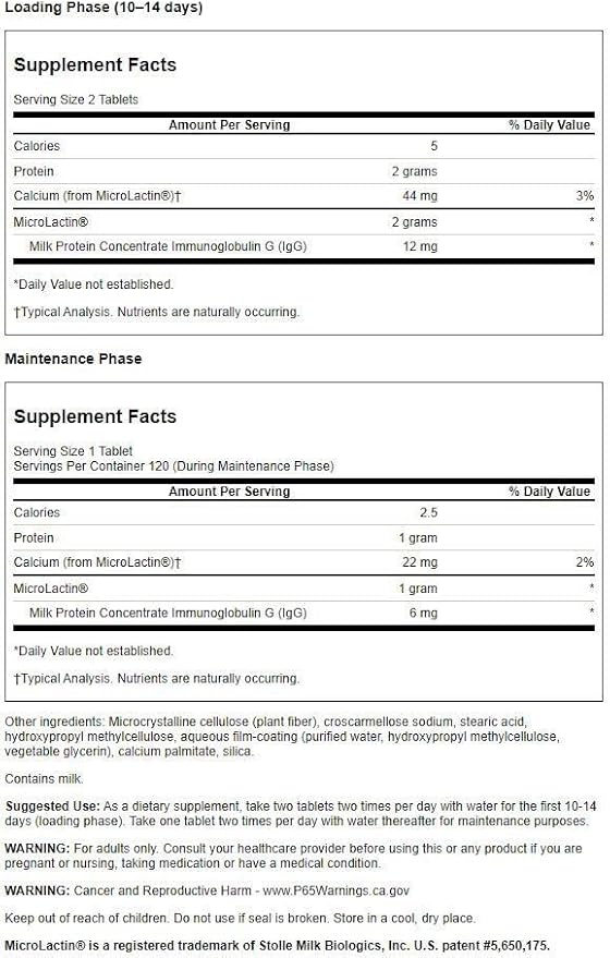 Swanson Microlactin Double Strength 1000 Milligrams 120 Tabs