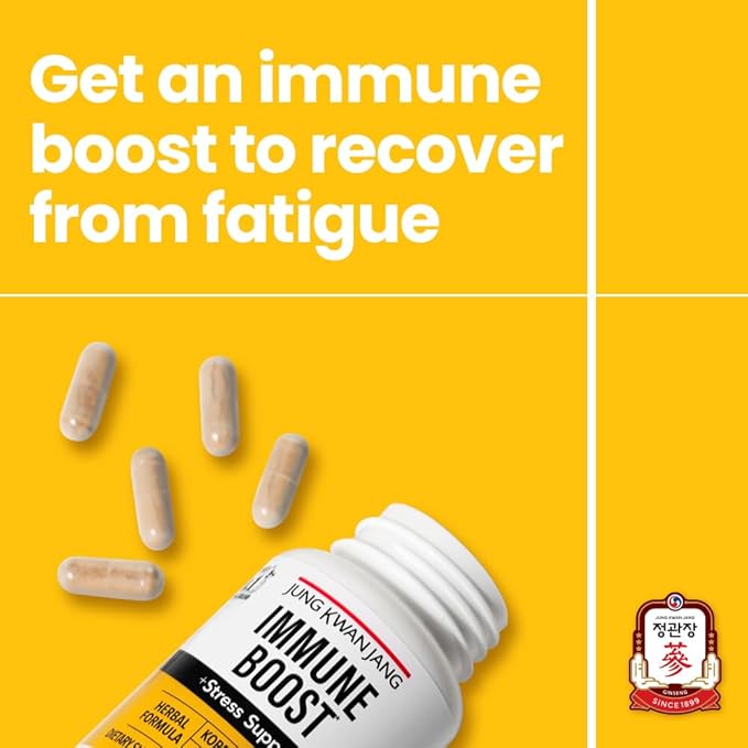 JungKwanJang Immune Boost, Adaptogen Supplement with American and Korean Ginseng Duo for Immunity, Energy, Fights Fatigue, All-Natural, Stress Support for Men and Women Parent (Immune)