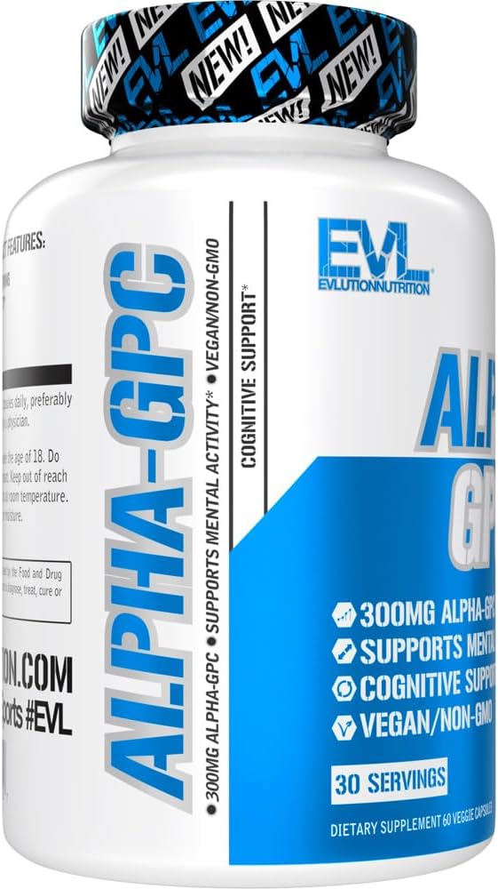 Nootropic Alpha GPC Choline Supplement - Alpha GPC 600 mg Nootropics Brain Support Supplement Acetylcholine Precursor and Mood Booster - EVL Nutrition for Memory and Focus Support