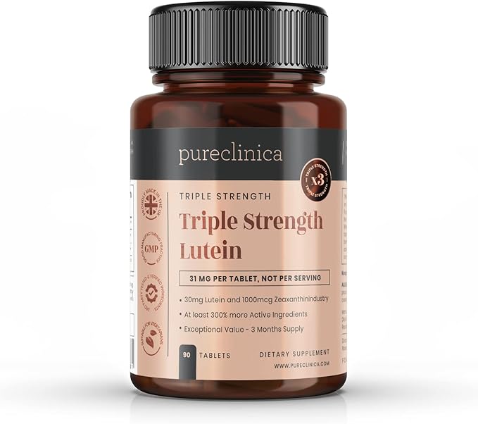 pureclinica Triple Strength Lutein 30mg x 90 Tablets. with 1000mcg Zeaxanthin - 3 Months Supply