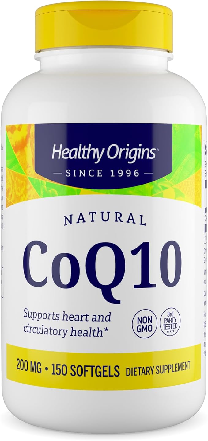 Healthy Origins CoQ10, 200 mg - Heart Health & Energy Supplement - Gluten-Free & Non-GMO Supplements - 150 Softgels