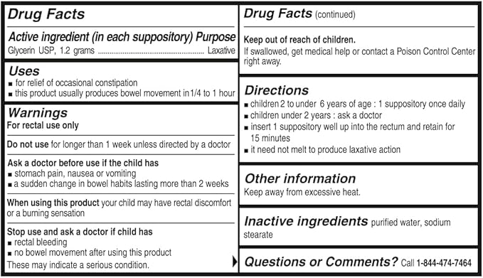 Rising Health - Fast Relief Medicated Laxative Suppositories for Kids - Rectal Use Only, Children's Glycerin 1.2 g - Gentle & Quick Constipation Relief (25 Count, 25, Count)