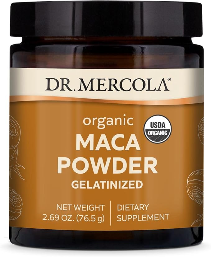 Dr. Mercola Organic Maca Powder Gelatinized Dietary Supplement, 2.69 oz (45 Servings), Non GMO, Soy Free, Gluten Free, USDA Organic