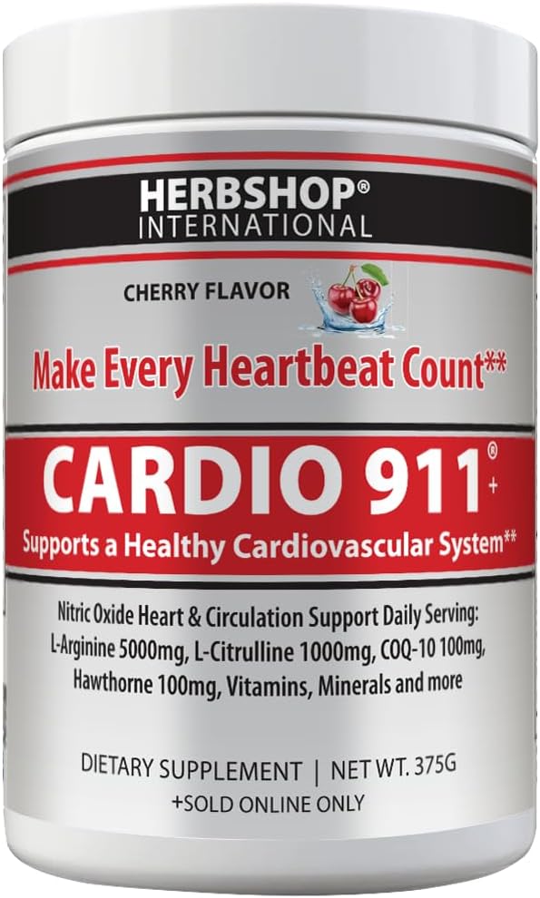 Drink Mix, Cherry, L-Arginine 5000mg, L-Citrulline 1000mg, Vitamins B12, C, D3, Beet Root, 30 Servings, Nitric Oxide Support, Cardiovascular, & Energy Support Supplement