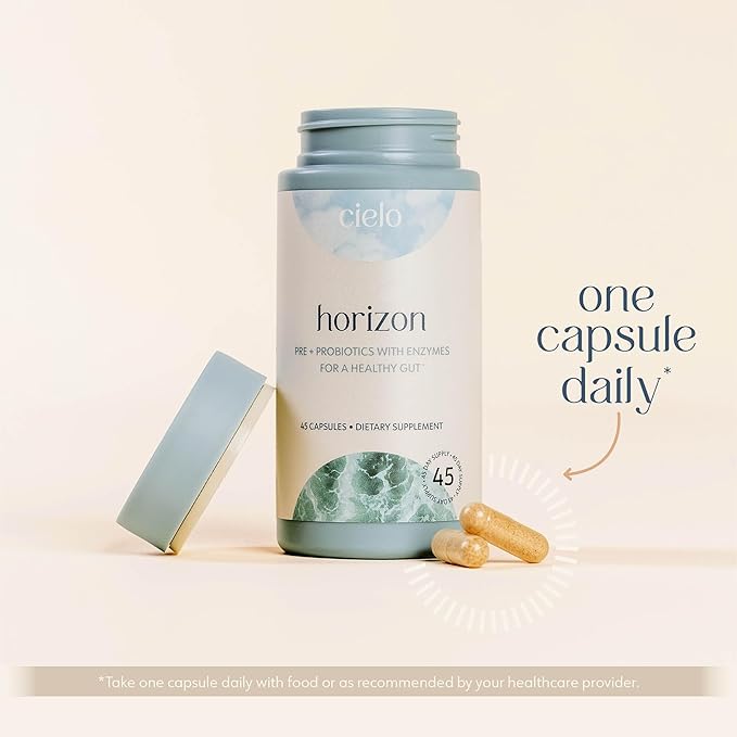 Cielo Daily Horizon Prebiotics - Probiotics for Men and Women - Daily Probiotics 20 Billion CFU for Adults Gut Health - Contains Digestive Enzymes Blend for Digestion of Nutrients (45 Day Supply)