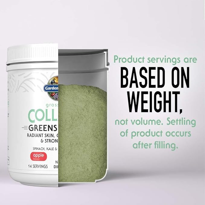 Garden of Life Grass Fed Collagen Greens Beauty Powder - Apple, 14 Servings, Collagen Powder for Women Skin Hair Nails Joints, Collagen Peptides Powder, Collagen Protein + Greens, Collagen Supplement