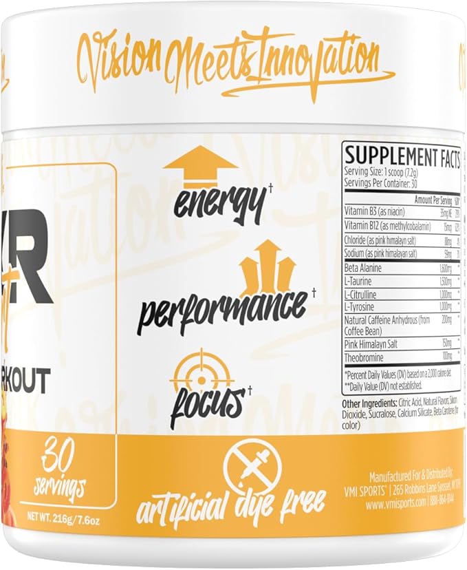 K-XR Sport Pre-Workout Powder | Energy – Performance – Focus and Pumps | Maximum Absorption Formula | Great Taste for Men & Women | 30 Servings (30 Servings, Peach Mango Rings)
