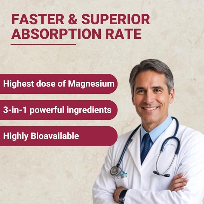 Magnesium Bisglycinate is Advanced Magnesium Glycinate Supplement (150 mg) | 200% Higher Absorption with L-Taurine, Gentle on The Stomach, Perfect for Muscle, Bone Support, (120 Capsules)