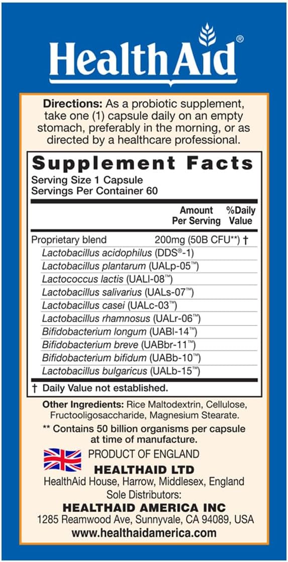 ImmuProbio 60 Caps - 50 Billion CFU with Prebiotic, Once Daily, Acid & Bile Resistant Strains, Dairy Free, Gluten Free, Vegan