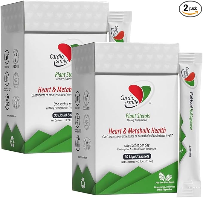 2000mg Plant Sterols Supports Healthy Cholesterol Levels with 1400mg beta-Sitosterol for Heart & Metabolic Health Support, 60 Day Supply in Single Use Liquid Packets