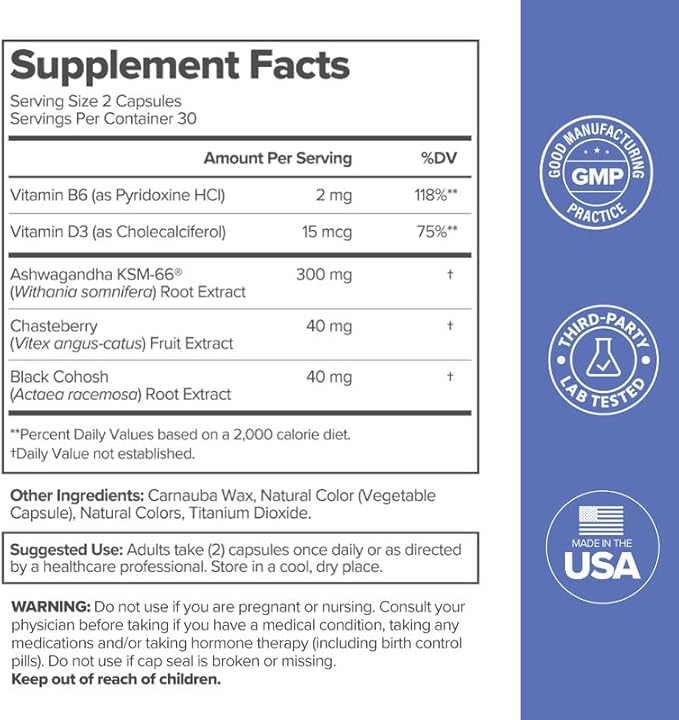 O Positiv MENO Vitamins for Menopause - Hormone-Free Menopause Supplement for Women - Black Cohosh & Ashwagandha KSM-66 - Helps Relieve Hot Flashes, Night Sweats, Mood Swings - 30 Servings (Pack of 1)