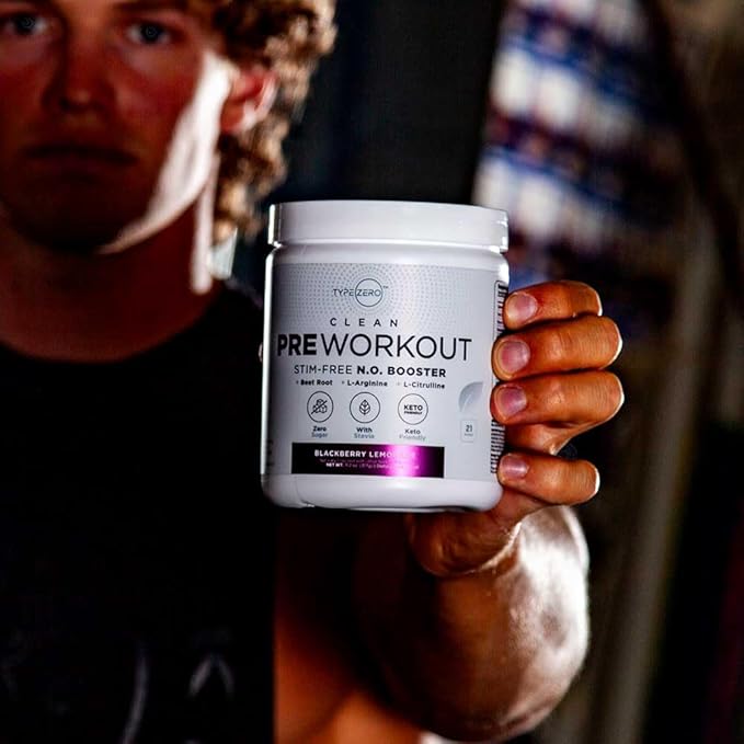 Type Zero Ultra Clean Stim Free Pump Pre Workout (Blackberry Lemonade) Beetroot, Arginine, Citrulline Malate, Betaine, Beta A, ACV+ Sugar/Caffeine Free Non Stim Preworkout Men & Women