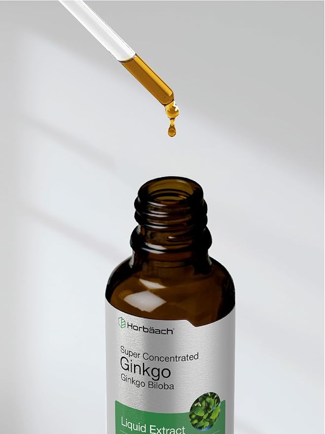 Horbäach Ginkgo Biloba Extract Liquid 2 fl oz | Alcohol-Free Herb Supplement | Vegetarian, Non-GMO, Gluten Free