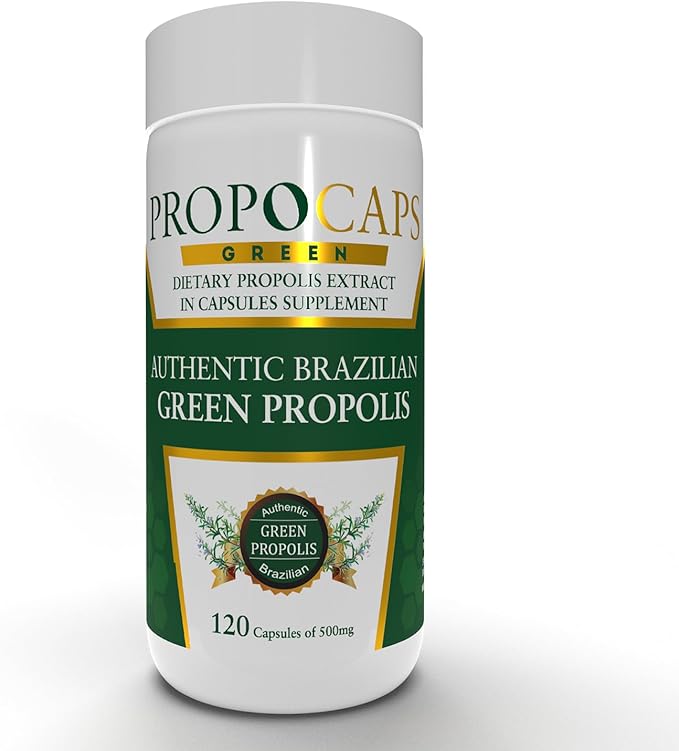 Beelife Green Propolis Capsules- 100% Green Propolis and Bee Pollen Capsule Supplement- Propolis Extract, Authentic Brazilian Green Propolis Capsules - Certified ISO 22000, Kosher (120 Capsules)