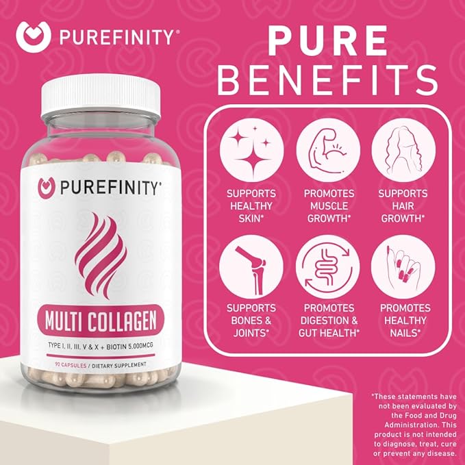 Collagen Peptides for Women – Type I, II, III, V & X with Biotin & Hyaluronic Acid, Supports Healthy Skin, Bones, Hair & Nails – Non-GMO, Grass-Fed, 90 Capsules (1 Month Supply)