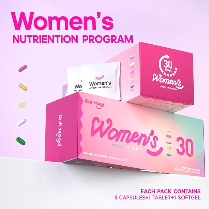 Daily Women Multivitamin Packs - All in One with Vitamin A, D3, K2, B12, NAD, CoQ10, Digestion, L-Theanine, Skin, probiotics for Women, Female Wellness Support Supplement, 30 Packs