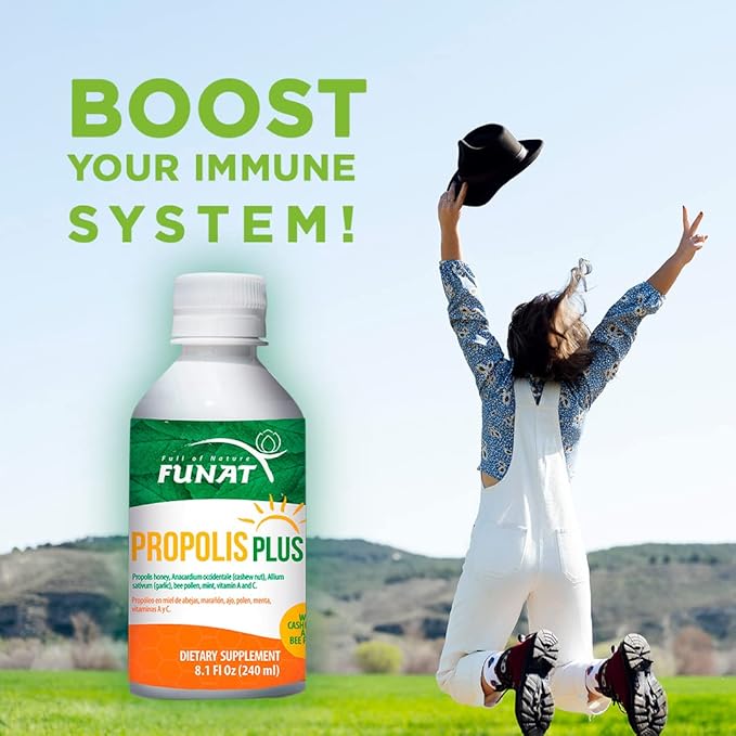 Propolis Plus Boosted with Polen, Garlic, Vitamin C and Vitamin A 8.1 Fl Oz, 240 ml | Immune Support, Boost Your Body's defenses
