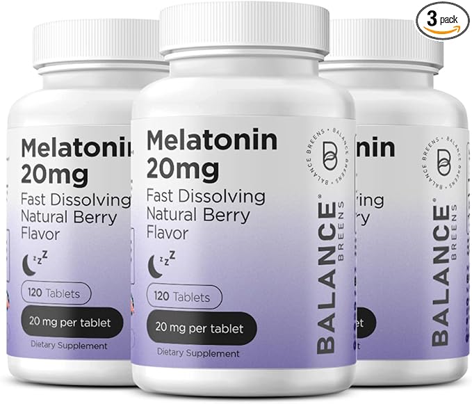 Balancebreens Melatonin 20mg Fast Dissolve Tablets - High Potency, Fast Acting, Natural Sleep Support – Sleep Aids for Adults – Non-Groggy, Drug-Free Formula – 120 Sleeping Pills